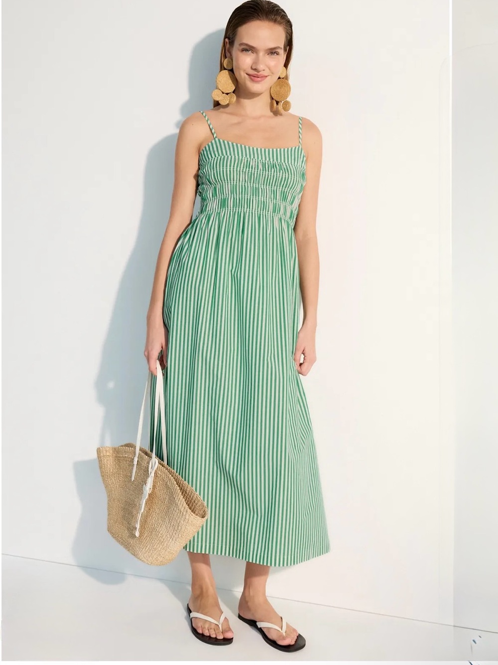 Rails Primrose Seersucker Midi Dress
Emerald Green Stripe Smocked XS NWOT